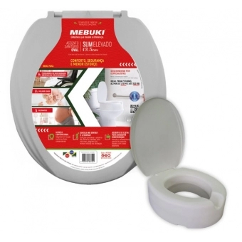 ASSENTO SANITÁRIO OVAL ELEVADO 13,5CM COM TAMPA