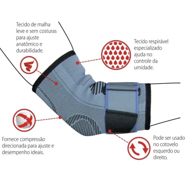Cotoveleira Compressão Ajustável Esportiva Relieve G-GG Vollo