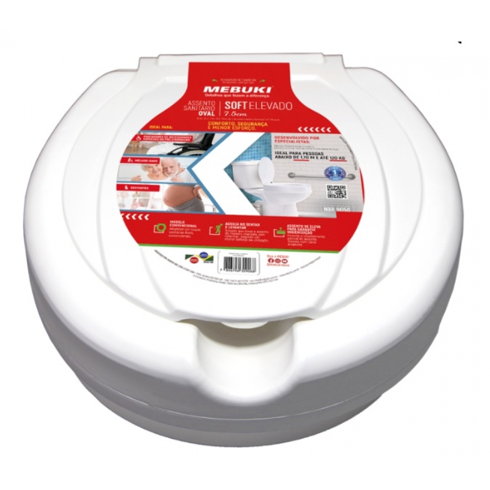 ASSENTO SANITÁRIO OVAL ELEVADO SOFT 7,5CM